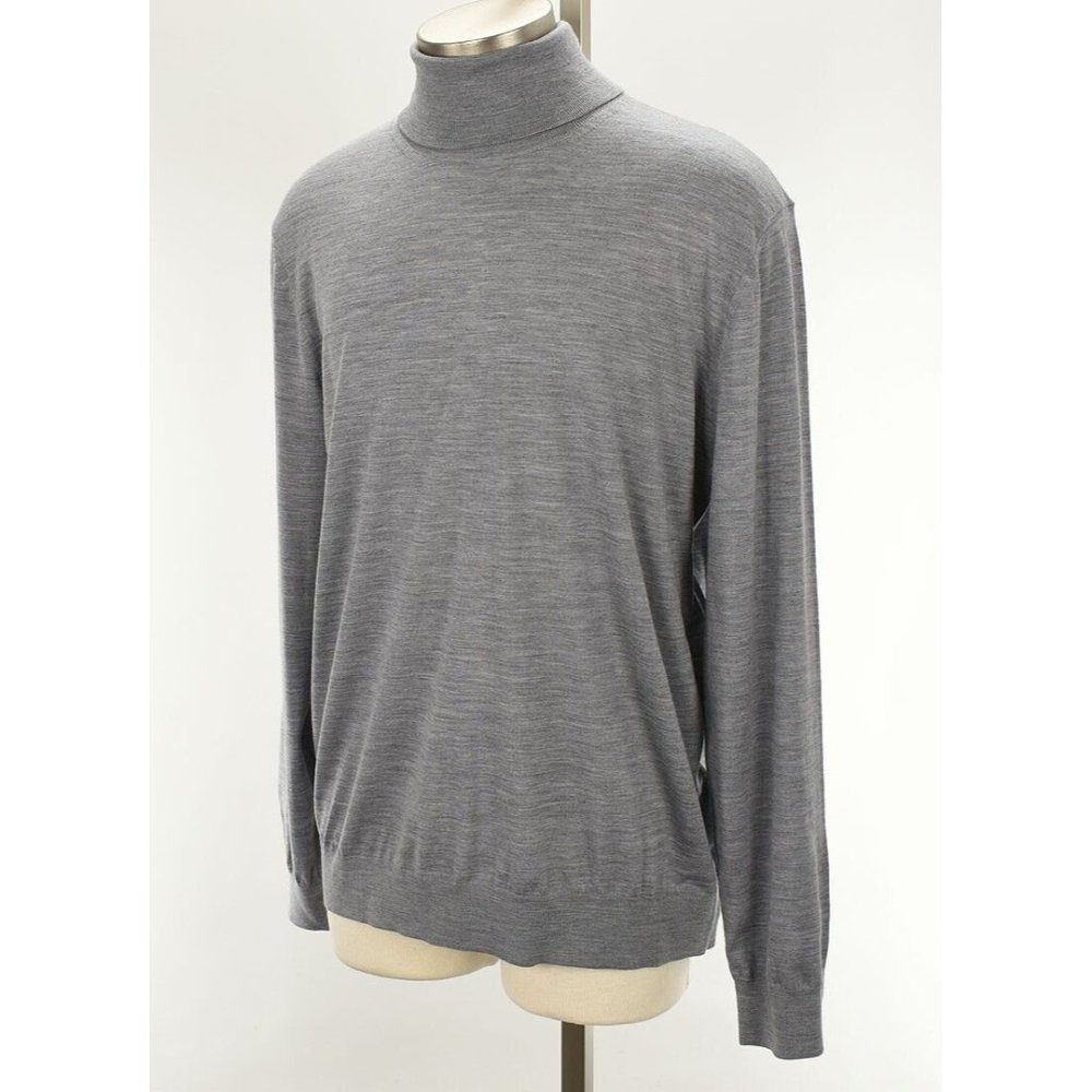 Z ZEGNA Mens Medium Gray Merino Wool Turtleneck Sweater XXL NWT